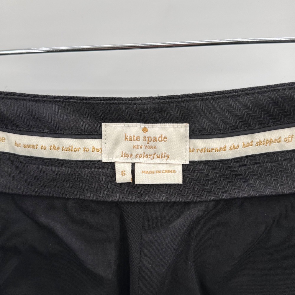Kate Spade New York Black Wool Blend Tailored Straight Leg Trousers Pants Size 6 - Picture 6 of 8